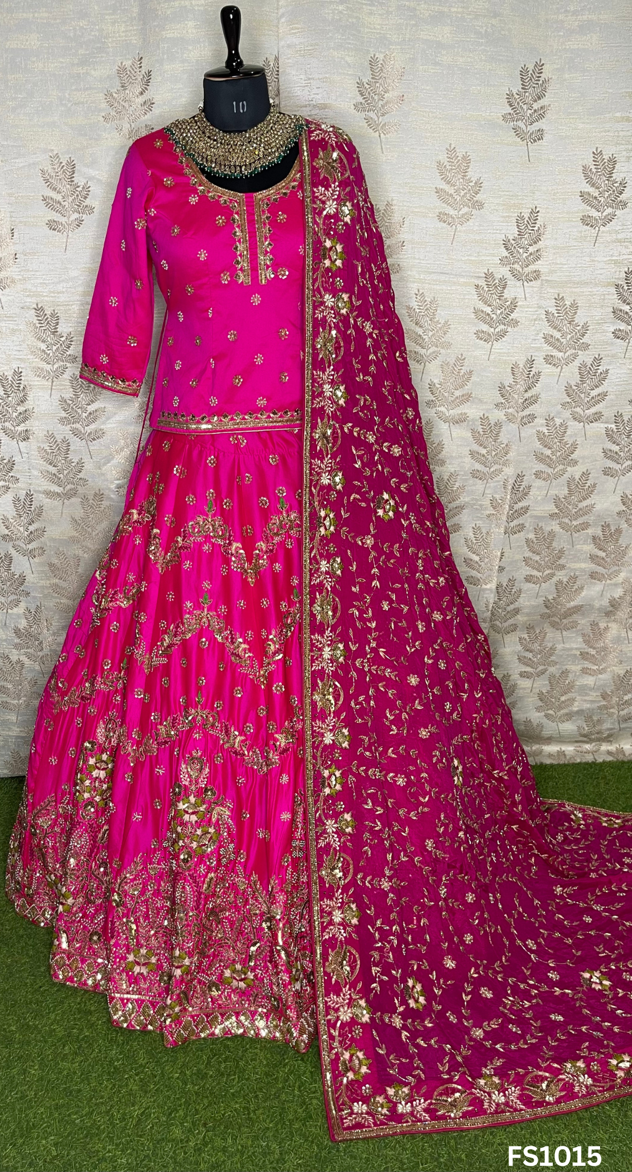 FL1015 | Hot-Pink | Bridal Lehenga | Silk | Hand Embroidery | Wedding Day | Designer Bridal Lehenga - Image 2