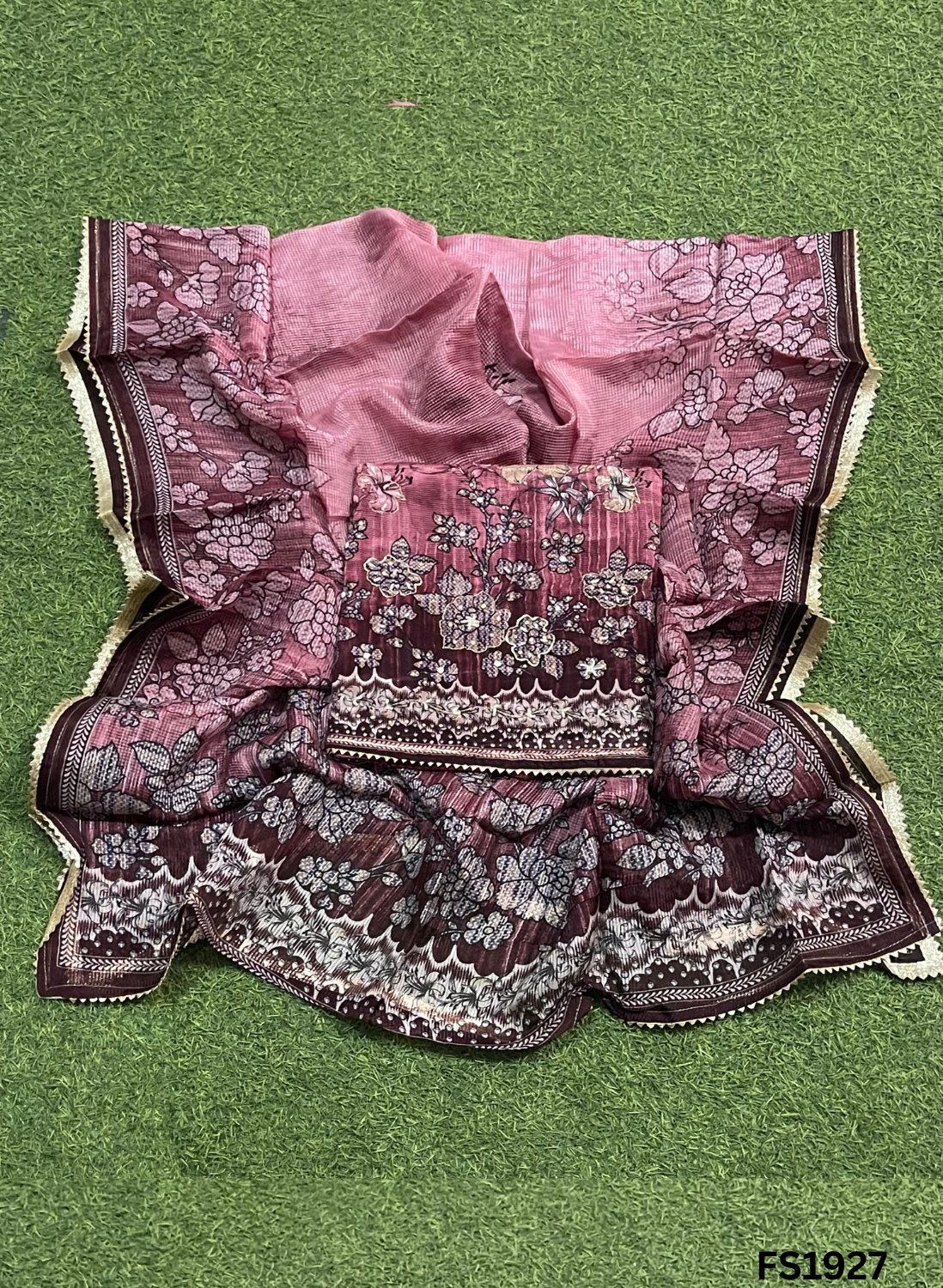 FS1927 | Pink | Tebi-Silk | Suit | Wedding | Party Wear | Ring Ceremony | Festival Suit | Allover suit |&nbsp; - Image 3