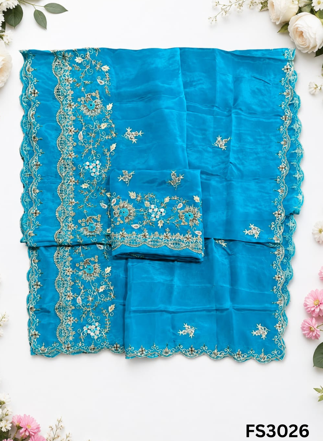 FS3026  | Silk Suit | Wedding | Party Wear | Ring Ceremony | Festival Suit | (firozi) Image