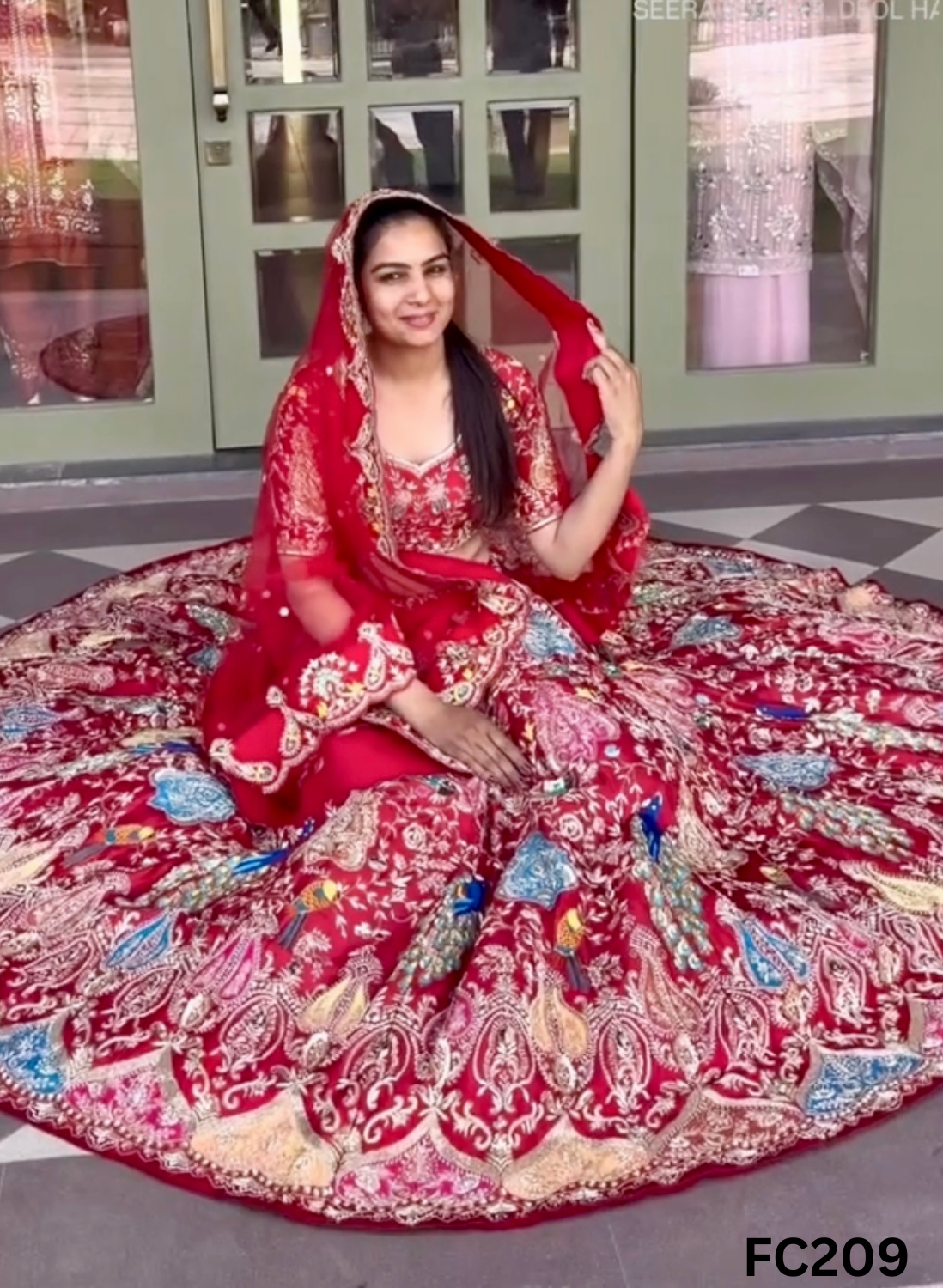 FC209  |  Made To Order (35-45 Days  ) | Raw Silk  Lehenga |  Red  |  Bridal Lehenga | Party Wear | Wedding | Festival | Celebrity | Ring Ceremony - Image 1