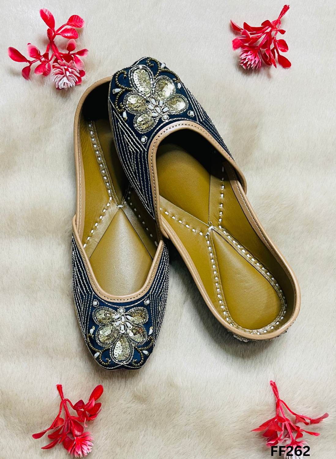 FF262 | Navy-Blue |  Hand-Work | Punjabi Jutti - Image 2