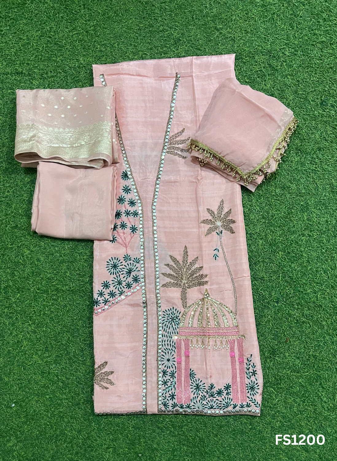 FS1200 | Baby-pink | Jacket style | Raw Sik Suit | Party Wear | Wedding | Jaggo | Ring Ceremony | Festival - Image 4