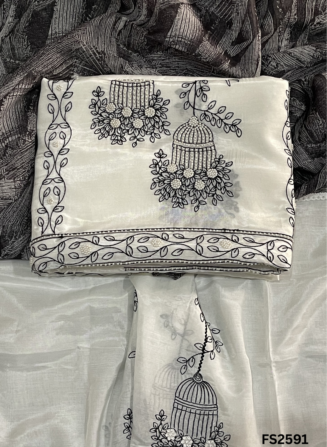 FS2591 | Black-White | Muslin Cotton Suit | Casual wear| Summer Suits | Regular wear | - Image 1