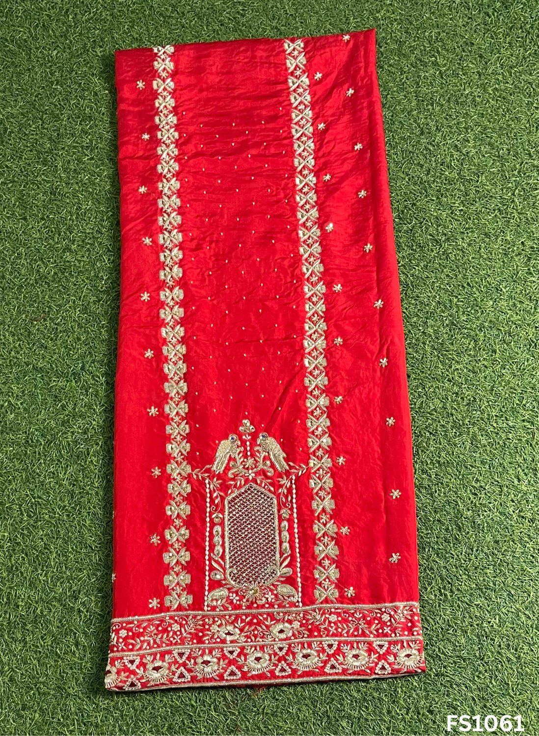 FS1061 | Navneet | Red Pure Silk Suit | Bridal Suit | Party Wear | Wedding | Festival | Celebrity | Ring Ceremony - Image 5