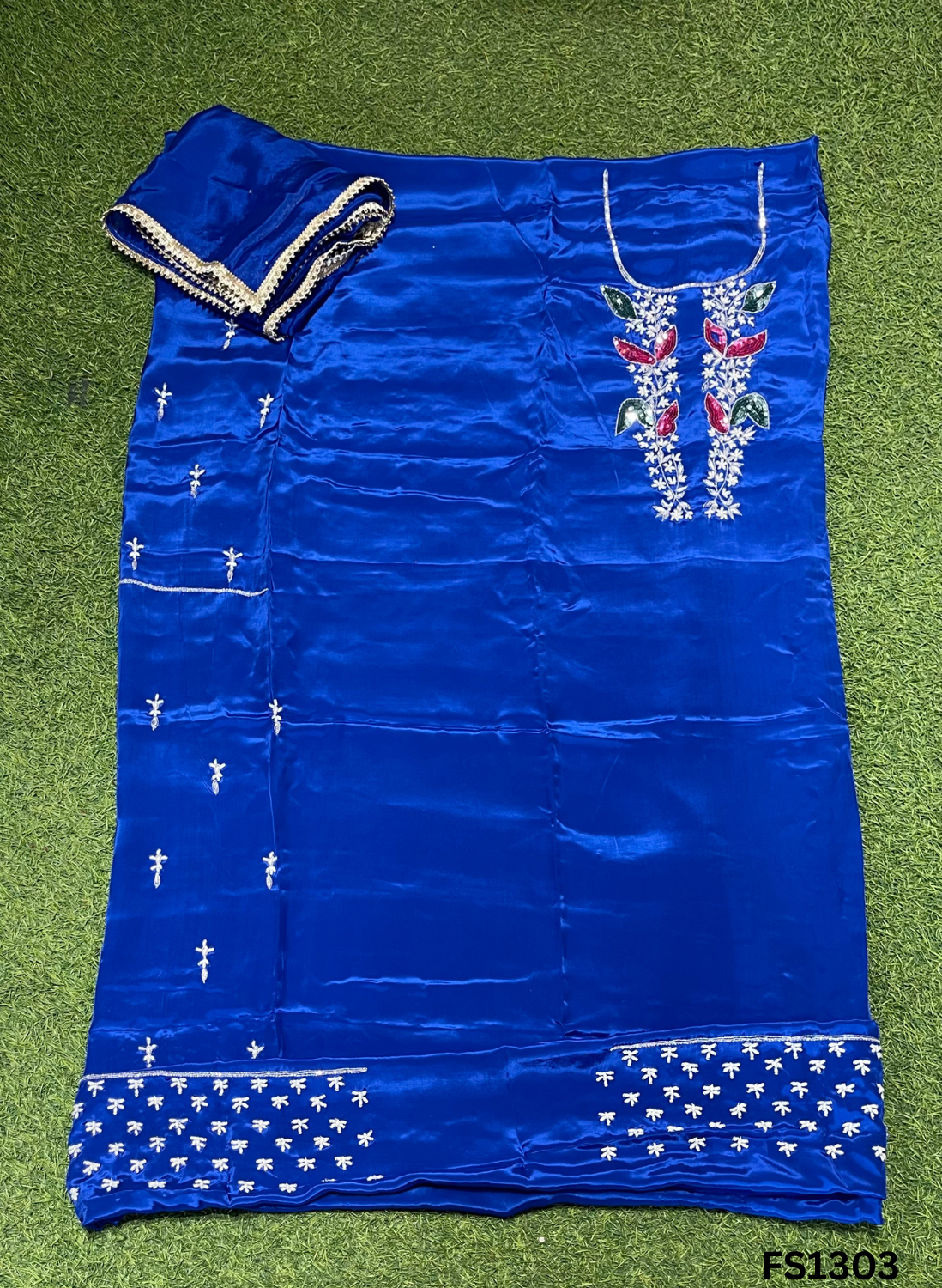 FS1303 | Royal Blue | Crepe Suit | Pearl Work | Party Wear | Wedding | Ring Ceremony | Festival - Image 3