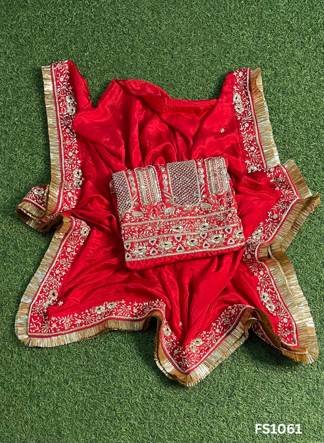 FS1061 | Navneet | Red Pure Silk Suit | Bridal Suit | Party Wear | Wedding | Festival | Celebrity | Ring Ceremony - Image 6