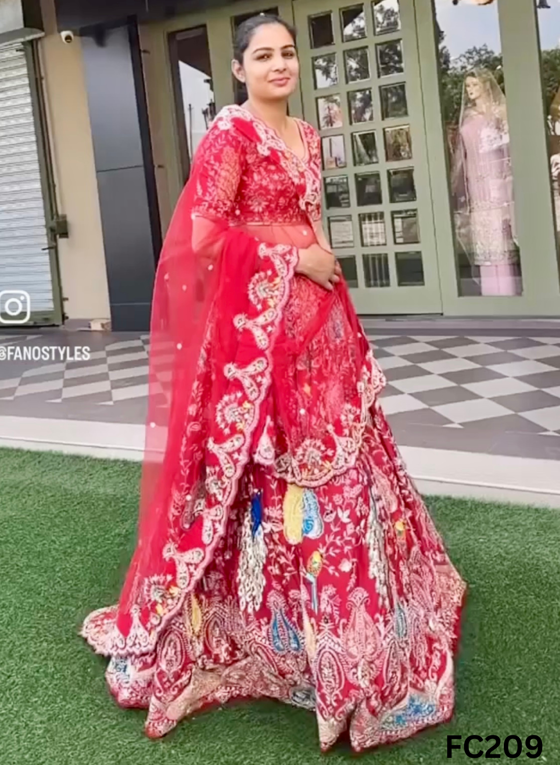 FC209  |  Made To Order (35-45 Days  ) | Raw Silk  Lehenga |  Red  |  Bridal Lehenga | Party Wear | Wedding | Festival | Celebrity | Ring Ceremony - Image 3