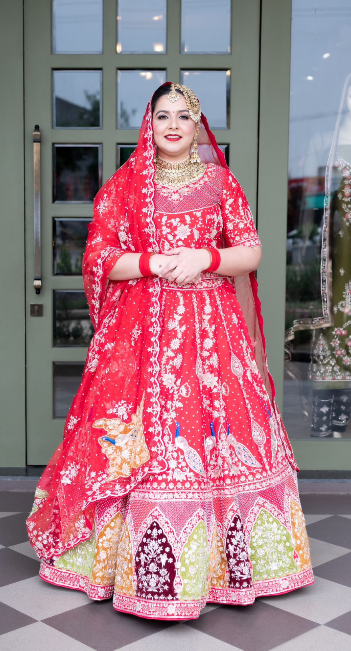 FL107 | Royal Red | Bridal Lehenga |  Raw Silk | Hand Embroidery |  Wedding Day | Designer Bridal Lehenga - Image 2