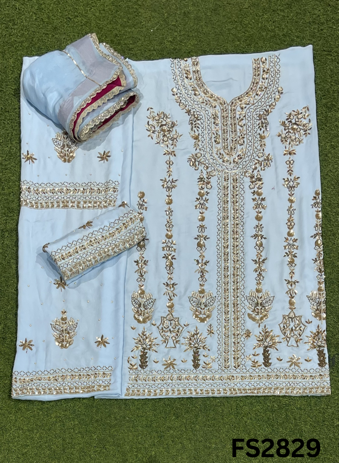 FS2829 | Pure Crepe Suit | Bridal Suit | Party Wear | Wedding | Festival | Celebrity | Ring Ceremony - Image 1