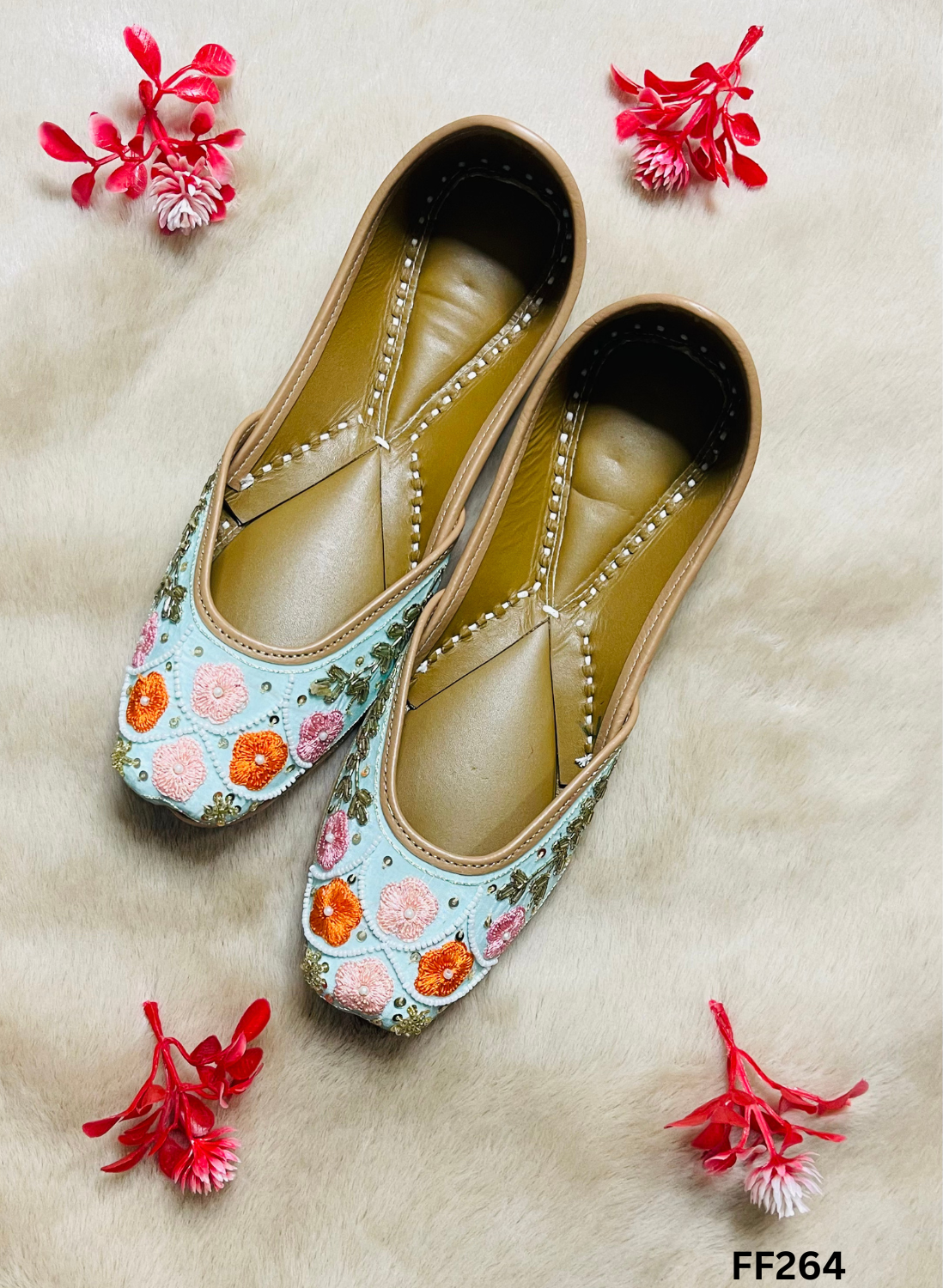 FF264 | Light-Sea |  Hand-Work | Punjabi Jutti - Image 3