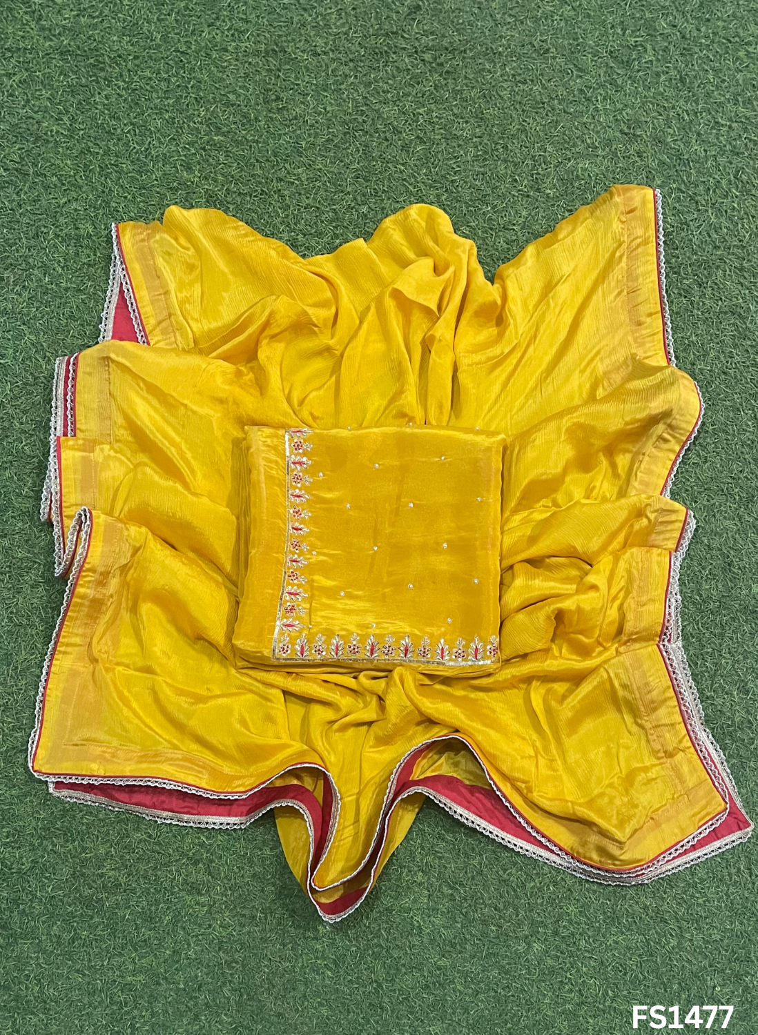 FS1477 | Yellow | Shimmer Suit | Party Wear | Wedding | Jaggo | Ring Ceremony | Festival - Image 3