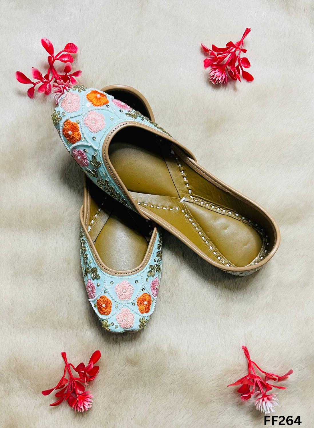 FF264 | Light-Sea |  Hand-Work | Punjabi Jutti - Image 2