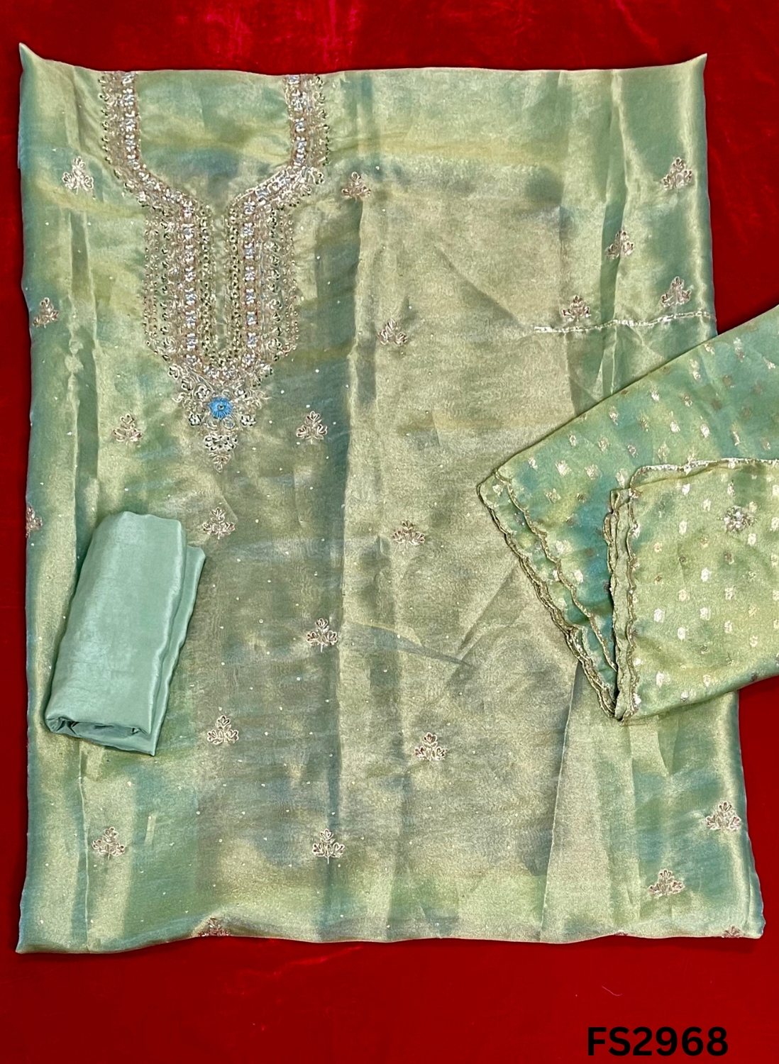 FS2968 | Shimmer  Suit | Party Wear | Wedding | Jaggo | Ring Ceremony | Festival (light-sea-green) Image
