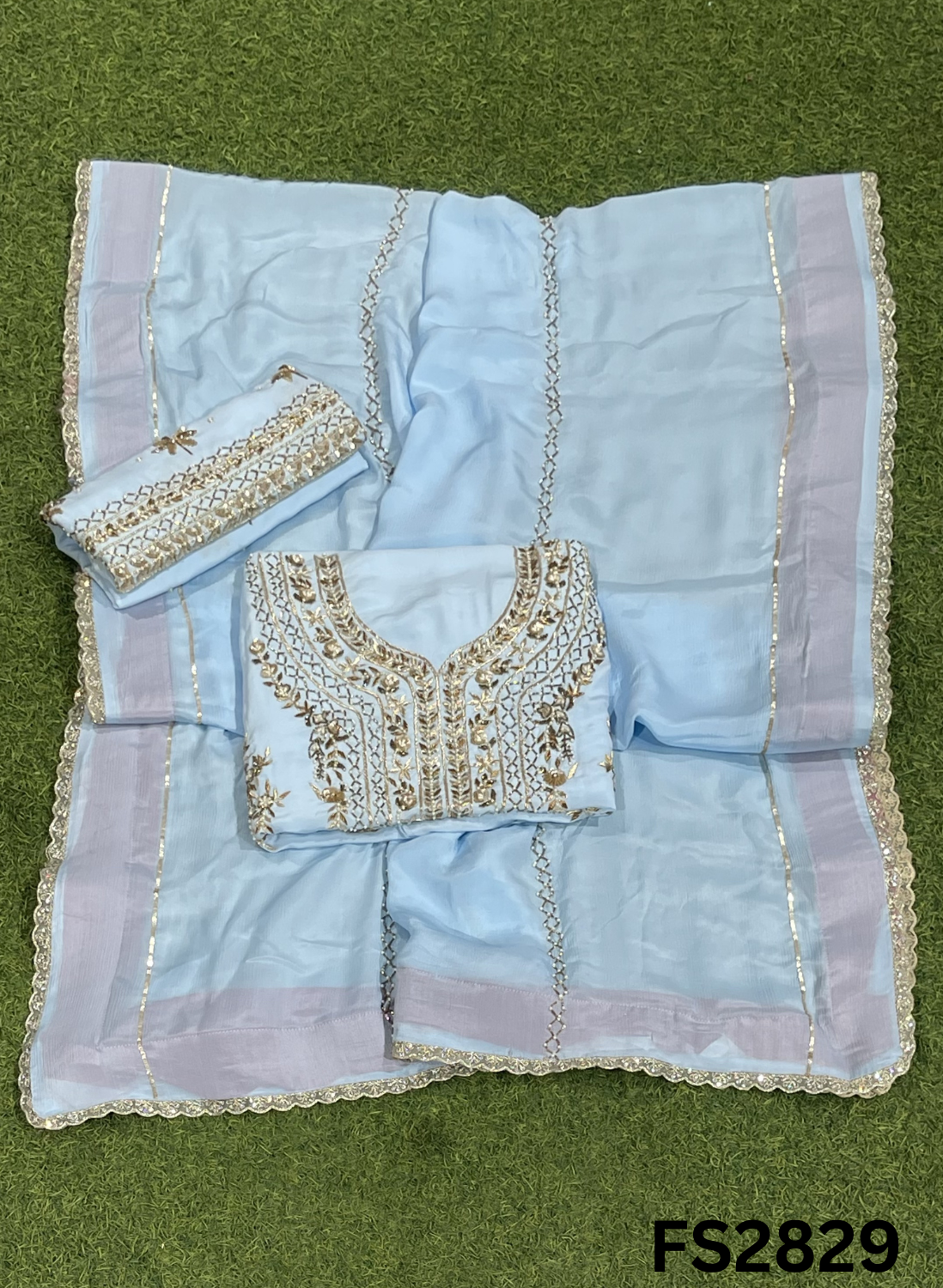 FS2829 | Pure Crepe Suit | Bridal Suit | Party Wear | Wedding | Festival | Celebrity | Ring Ceremony (light-sky-blue) Image