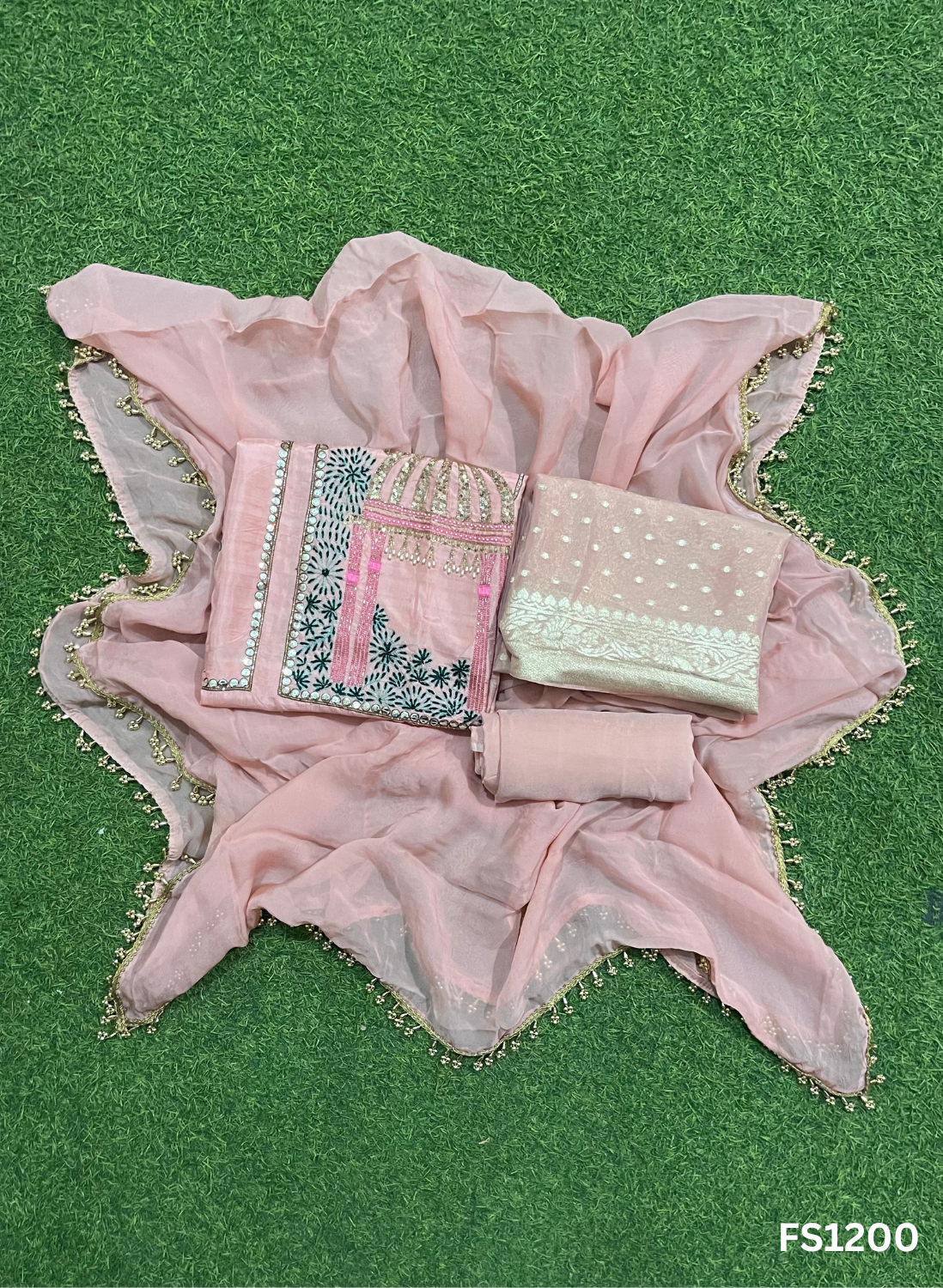 FS1200 | Baby-pink | Jacket style | Raw Sik Suit | Party Wear | Wedding | Jaggo | Ring Ceremony | Festival - Image 3