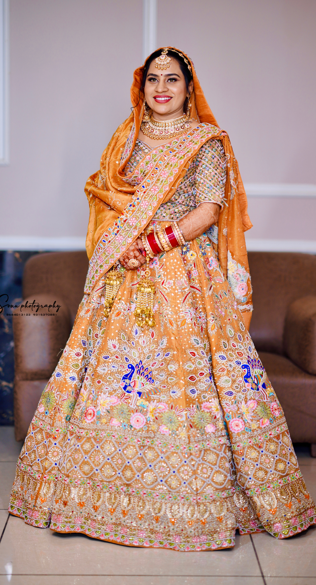 FL1017 | Rust | Bridal Lehenga | Shimmer | Hand Embroidery | Wedding Day | Designer Bridal Lehenga - Image 1