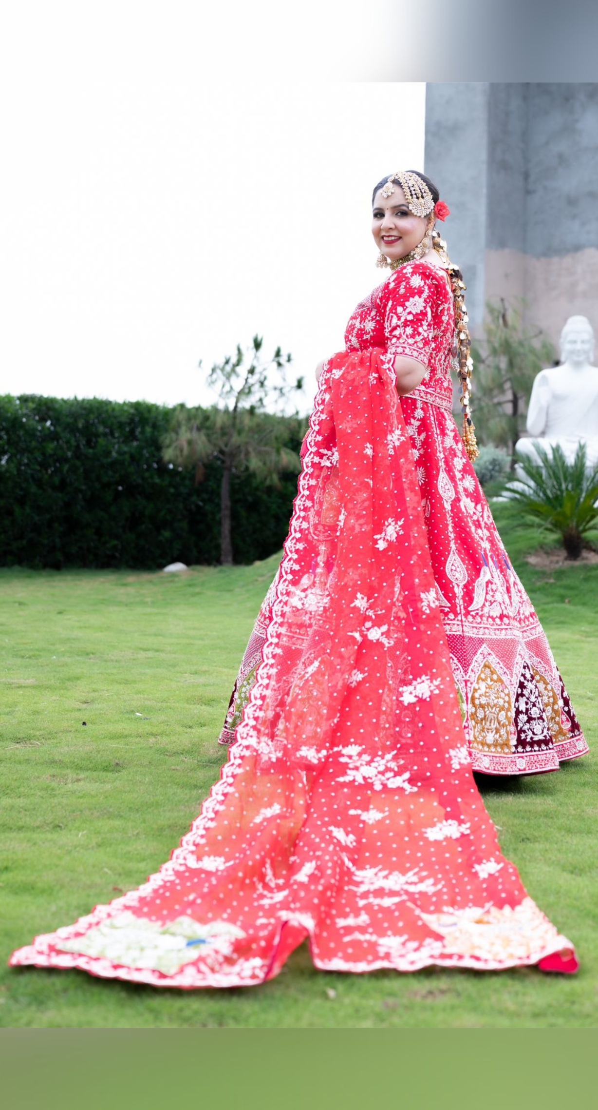FL107 | Royal Red | Bridal Lehenga |  Raw Silk | Hand Embroidery |  Wedding Day | Designer Bridal Lehenga - Image 3