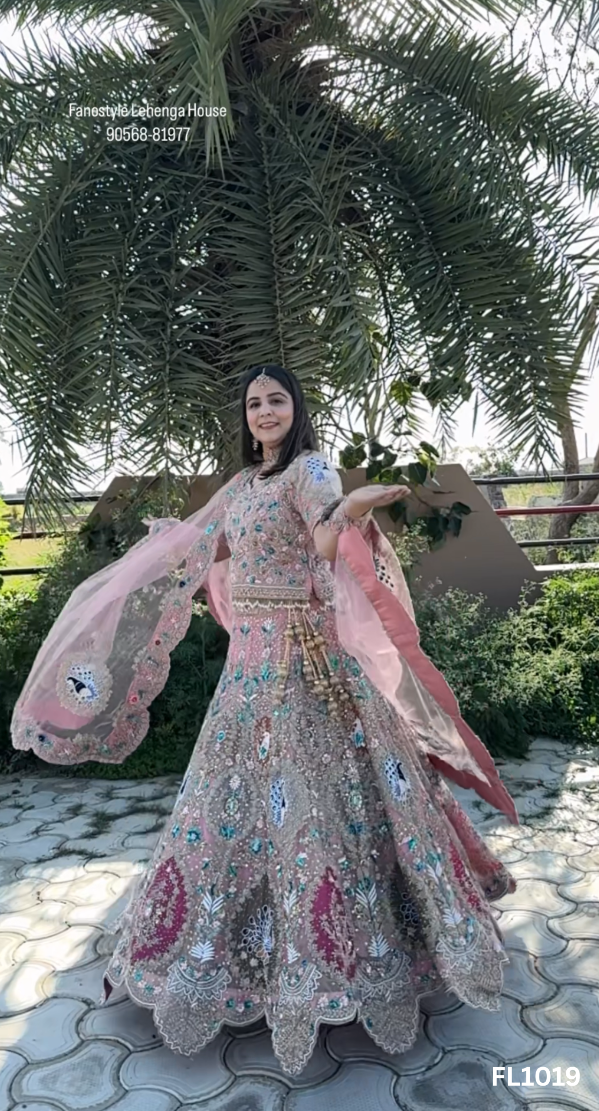 FC1019 | Baby-Pink | Net | Bridal Lehenga | Net | Hand Embroidery | Wedding Day | Designer Bridal Lehenga - Image 1